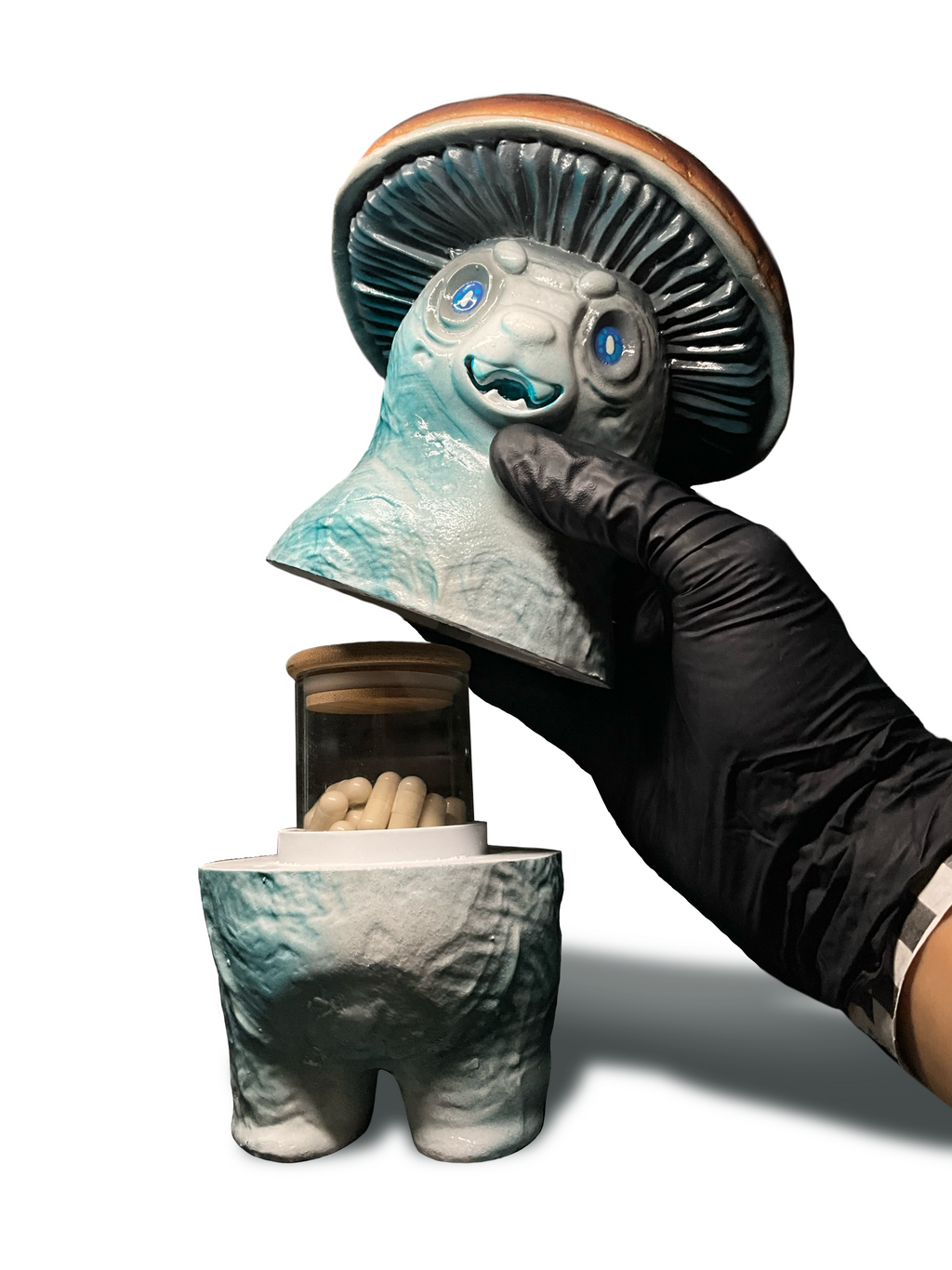 Mushroom bear hand crafted supplements holder